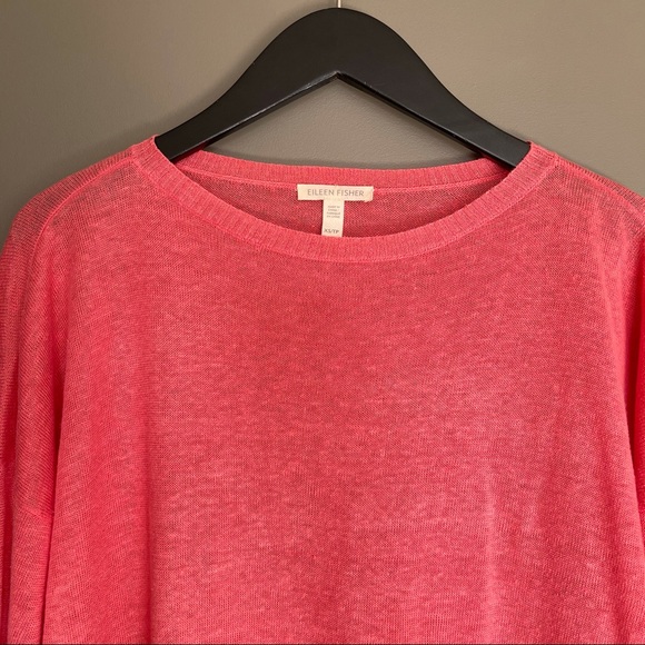 Eileen Fisher Organic Linen Stretch Box Top Coral - Picture 4 of 12